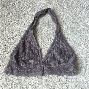 PINK Victoria's Secret Brown Lace Halter Bralette